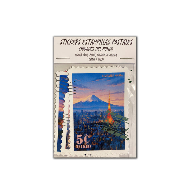 Stickers estampillas postales Ciudades del mundo