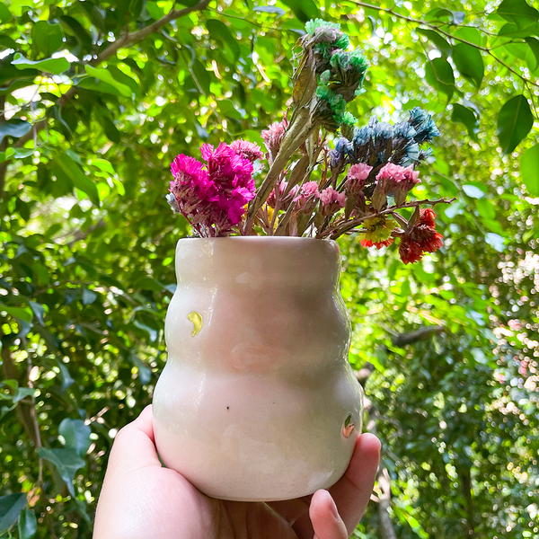 Vaso alto con lunas de oro