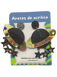 Aretes saturno negro