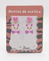 Arete Gatito Moño Rosa