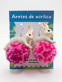 Aretes Conejitos Pompón