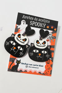 Aretes gato negro esqueleto