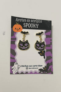 Aretes gato calabaza y murcielago