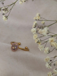 Anillo óvalo mini limonium dorado