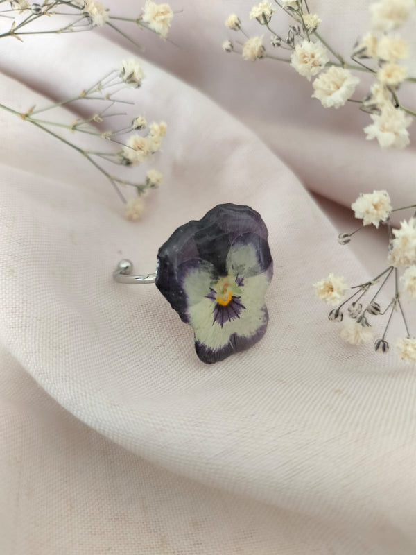 Anillo ajustable pensamiento morado