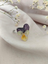 Anillo ajustable pensamiento bicolor