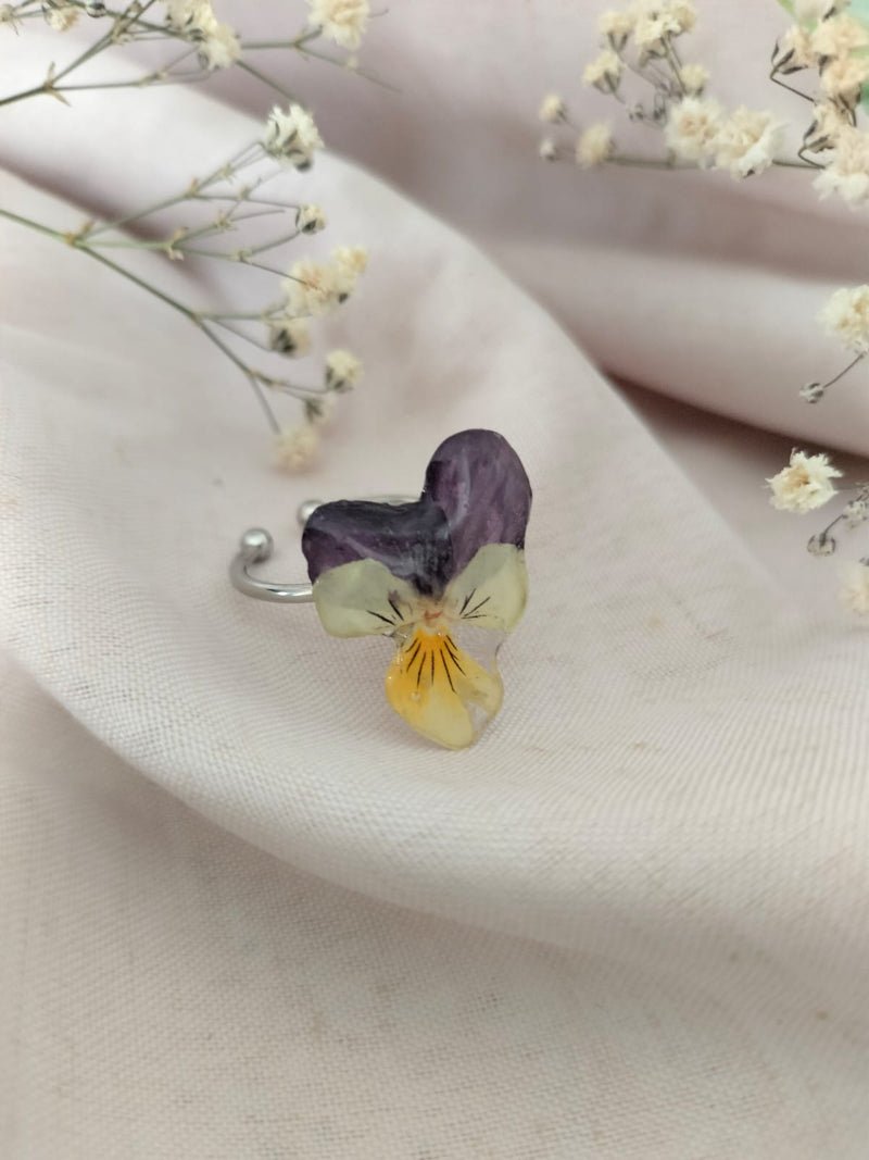 Anillo ajustable pensamiento bicolor