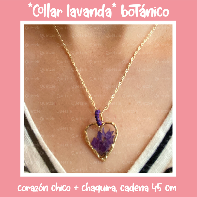 "Collar lavanda" botánico corazón