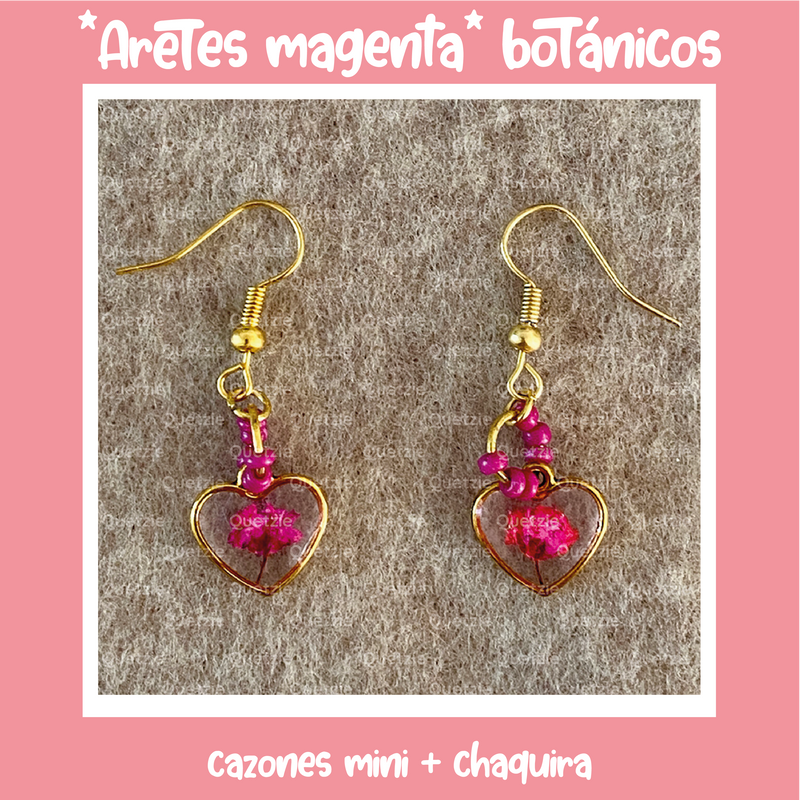"Aretes magenta" botánico corazón