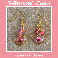 "Aretes fucsia" botánico corazón