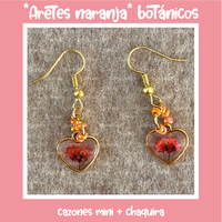 "Aretes naranja" botánico corazón