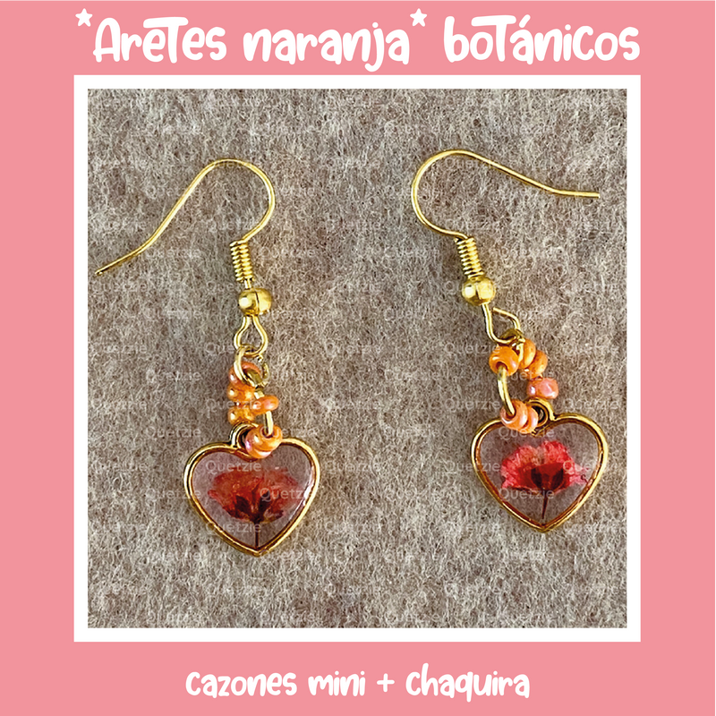 "Aretes naranja" botánico corazón
