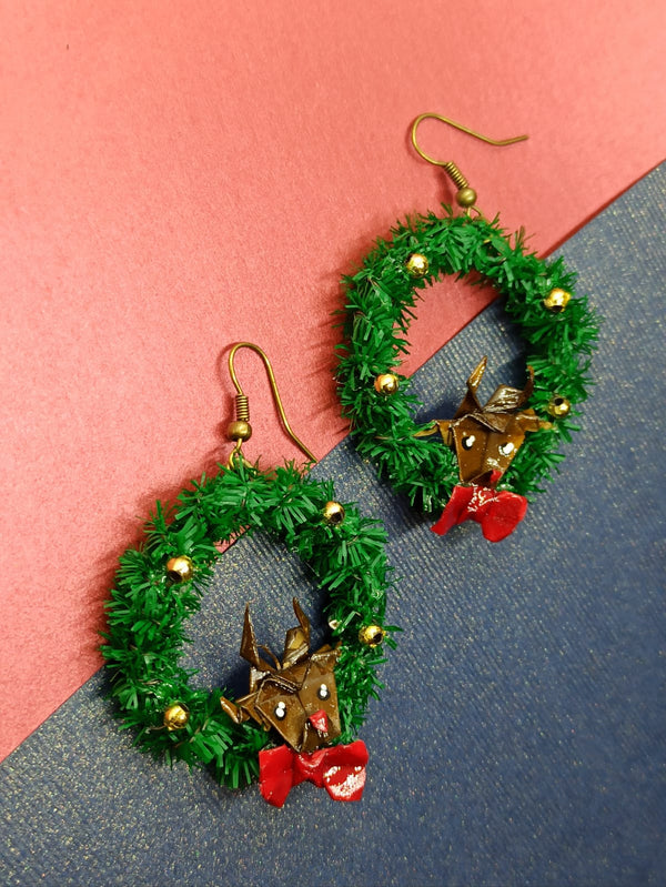 Aretes Corona navideña renos