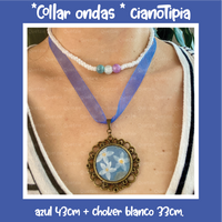 "Collar ondas" cianotipia