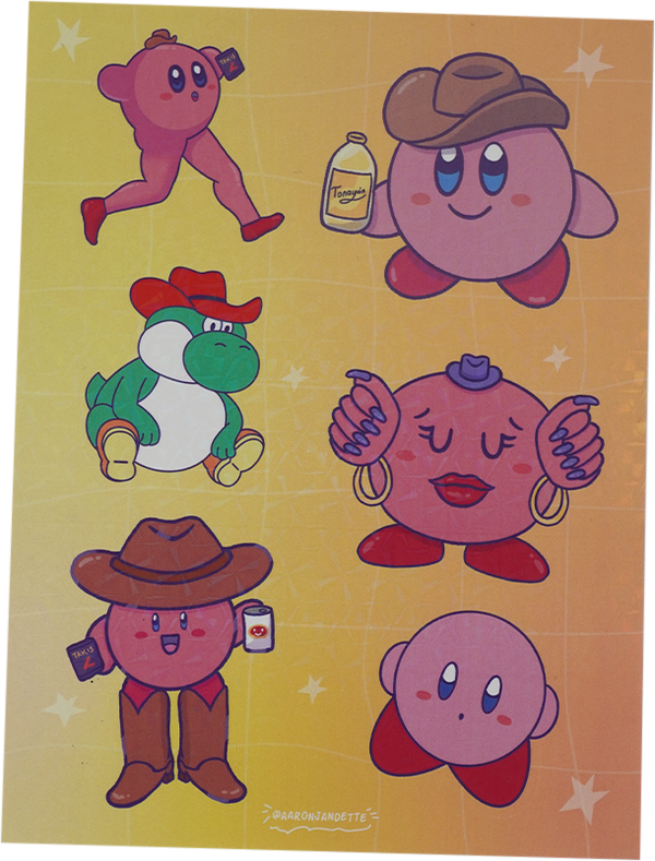 Planilla de stickers Kirby