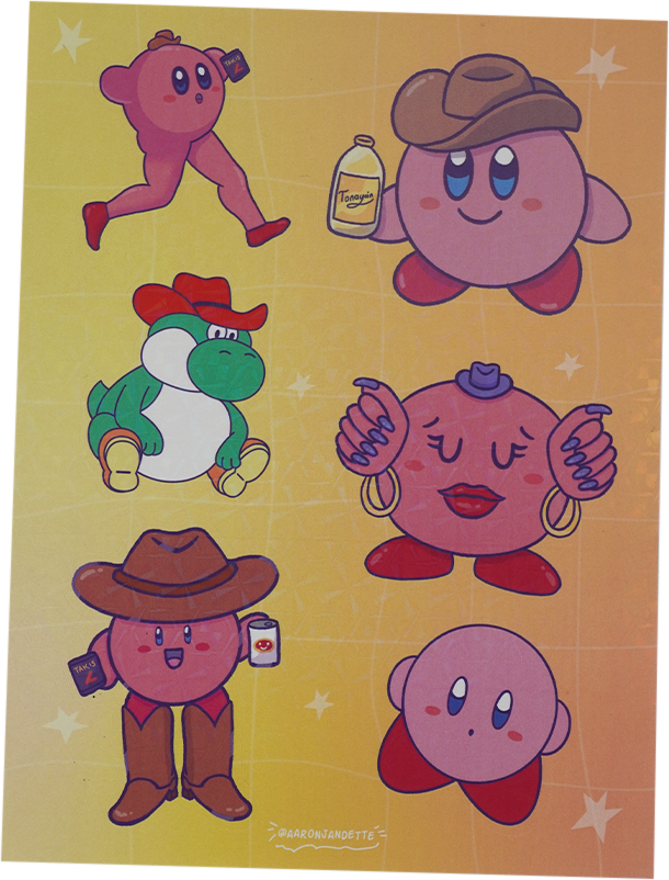 Planilla de stickers Kirby