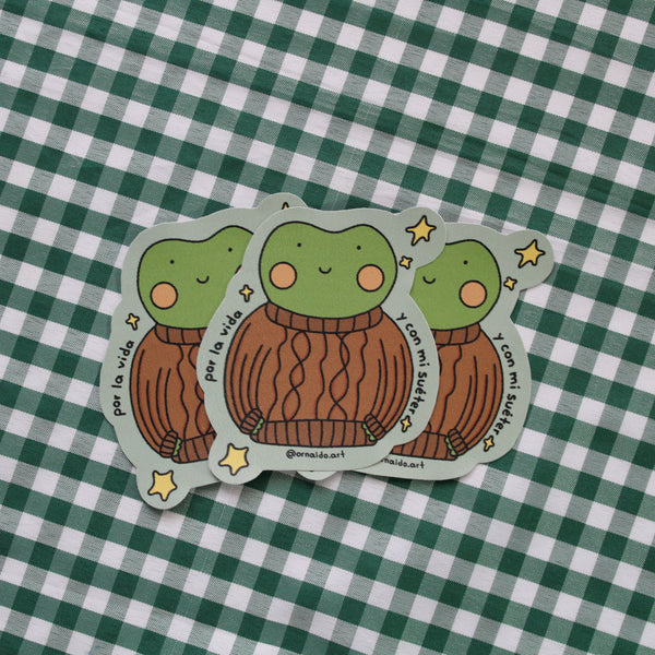 Sticker Ranita con suéter