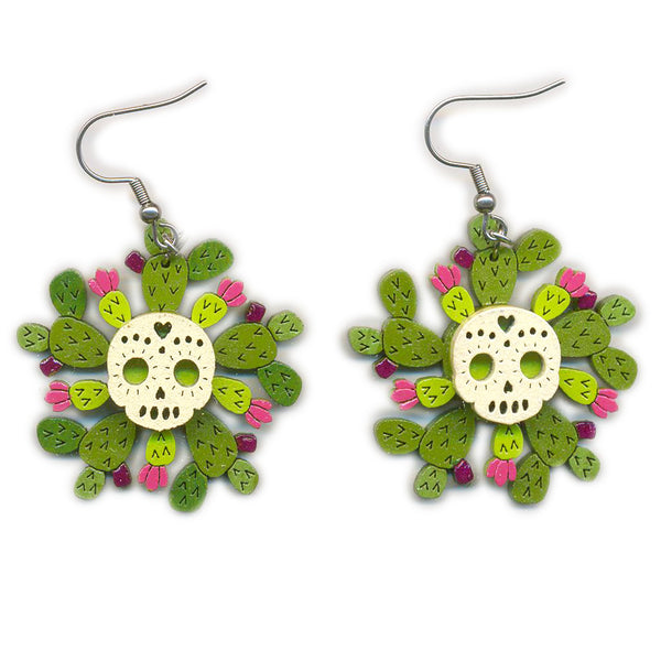 Aretes Calavera con nopales