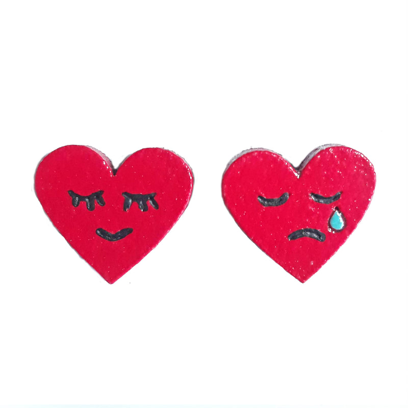 Broqueles "Corazón triste y feliz"