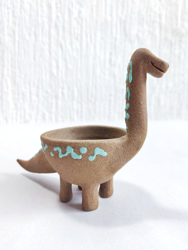 Maceta mini a color de cerámica "Brontosaurio"