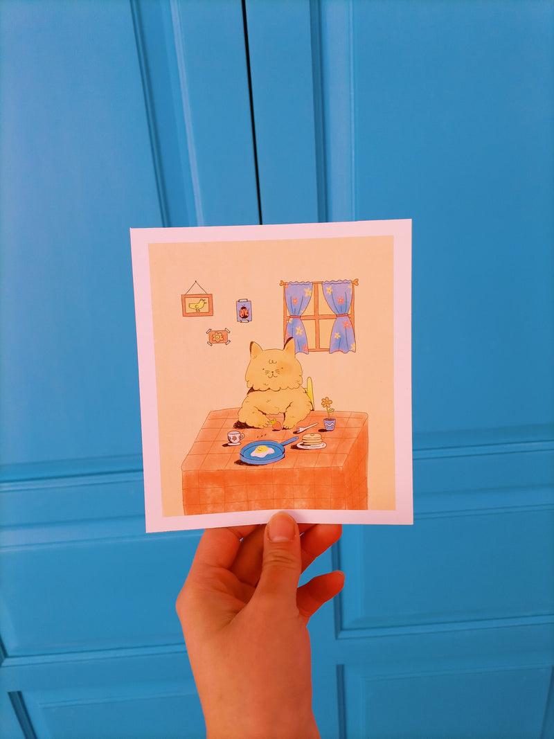 Mini print "Gato y desayuno"