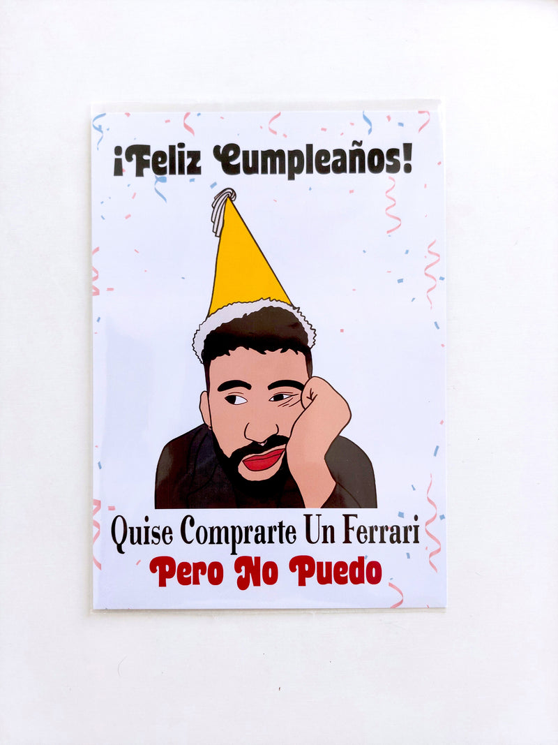 Tarjeta de cumpleaños "Bad Bunny Ferrari"