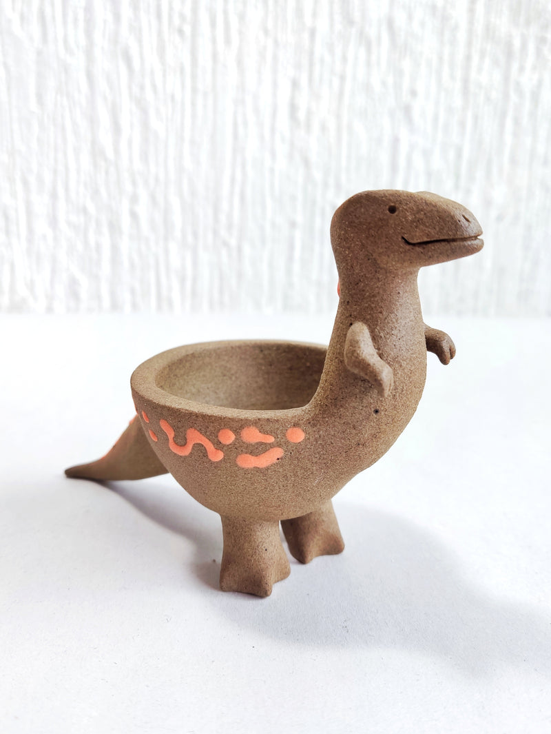 Maceta mini a color de cerámica  "T-rex"